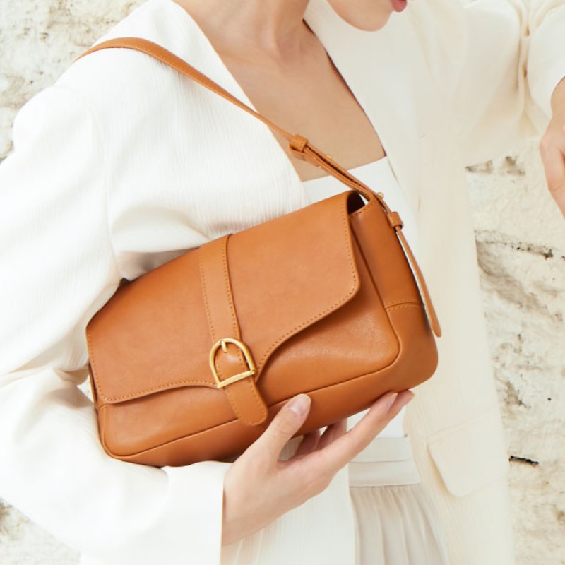 Baguette leather vintage ladies small square bag armpit bag